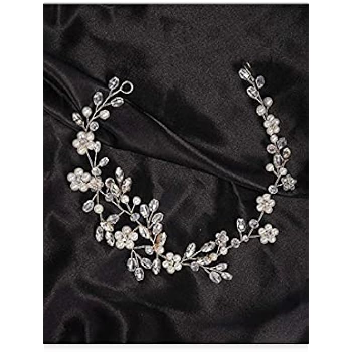 YERTTER Wedding Pearl Tiara Hair Vine Handmade Bride Hair Band Bridal Crystal Flower Headband Head Pieces for Wedding Prom Brithday Party (Gold) - Image 4